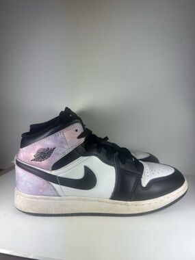 Nike Air Jordan 1 Mid Women's Size 8.5 Black White Purple Sneakers